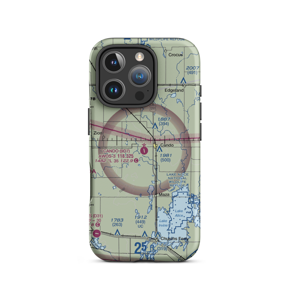 Cando Municipal Airport (9D7) VFR Sectional  Tough iPhone Case iPhone 16 Pro model shown