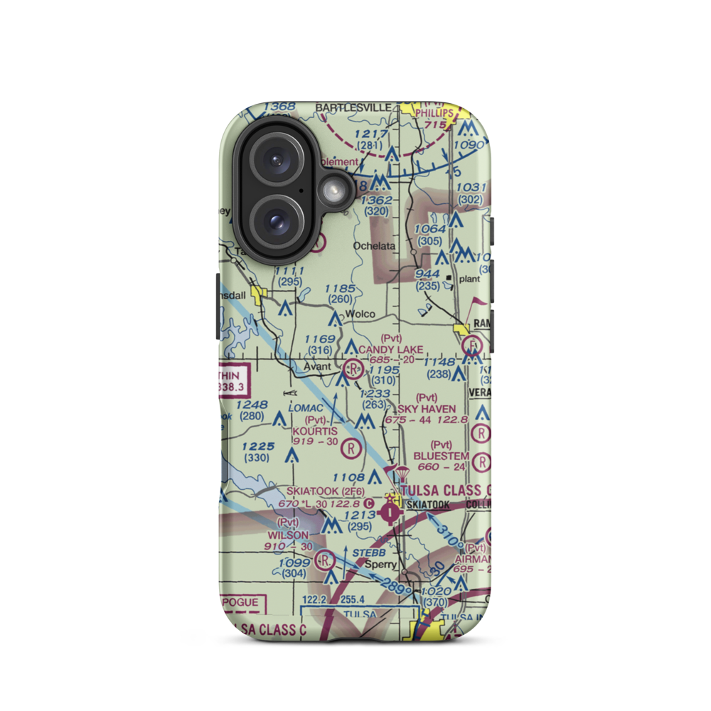 Candy Lake Estate Airport (98OK) VFR Sectional  Tough iPhone Case iPhone 16 model shown