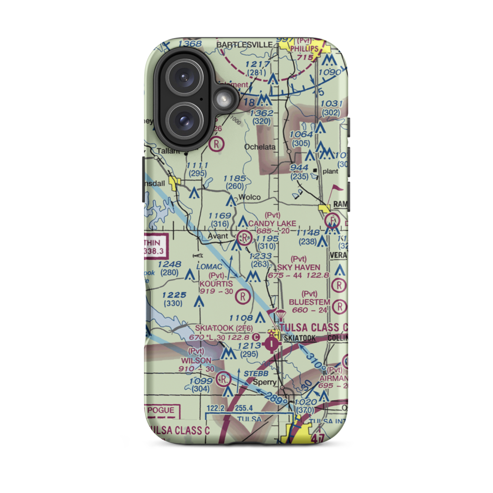 Candy Lake Estate Airport (98OK) VFR Sectional  Tough iPhone Case iPhone 16 Plus model shown