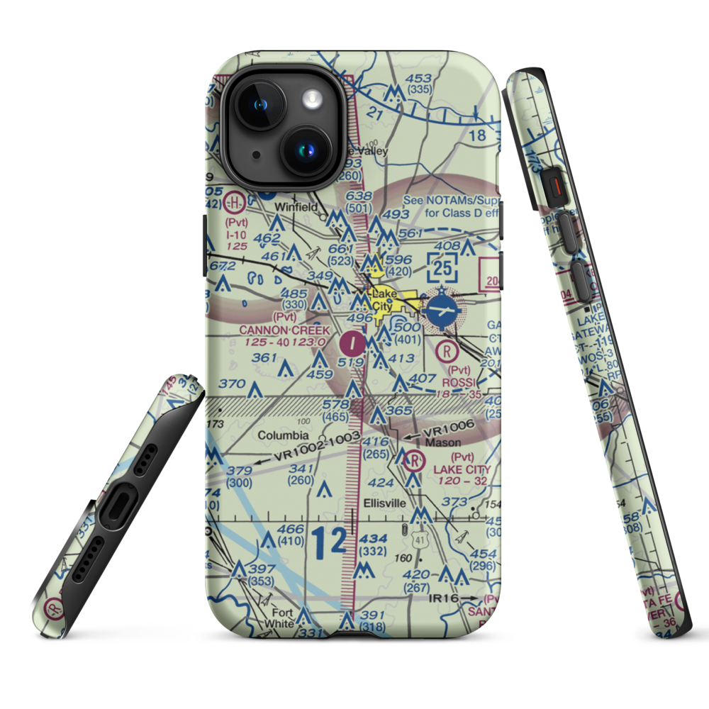 Cannon Creek Airpark (15FL) VFR Sectional  Tough iPhone Case iPhone 15 Plus model shown