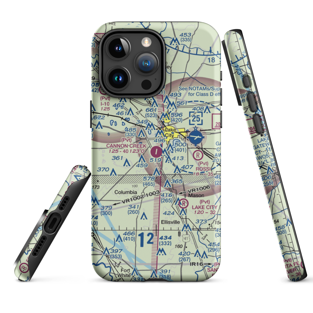 Cannon Creek Airpark (15FL) VFR Sectional  Tough iPhone Case iPhone 15 Pro Max model shown