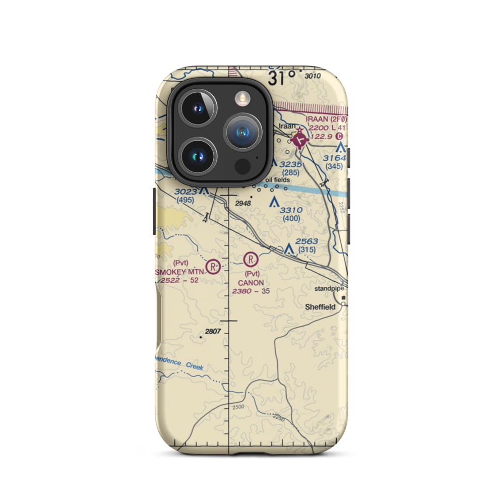 Canon Ranch Airport (9TX9) VFR Sectional  Tough iPhone Case iPhone 16 Pro model shown