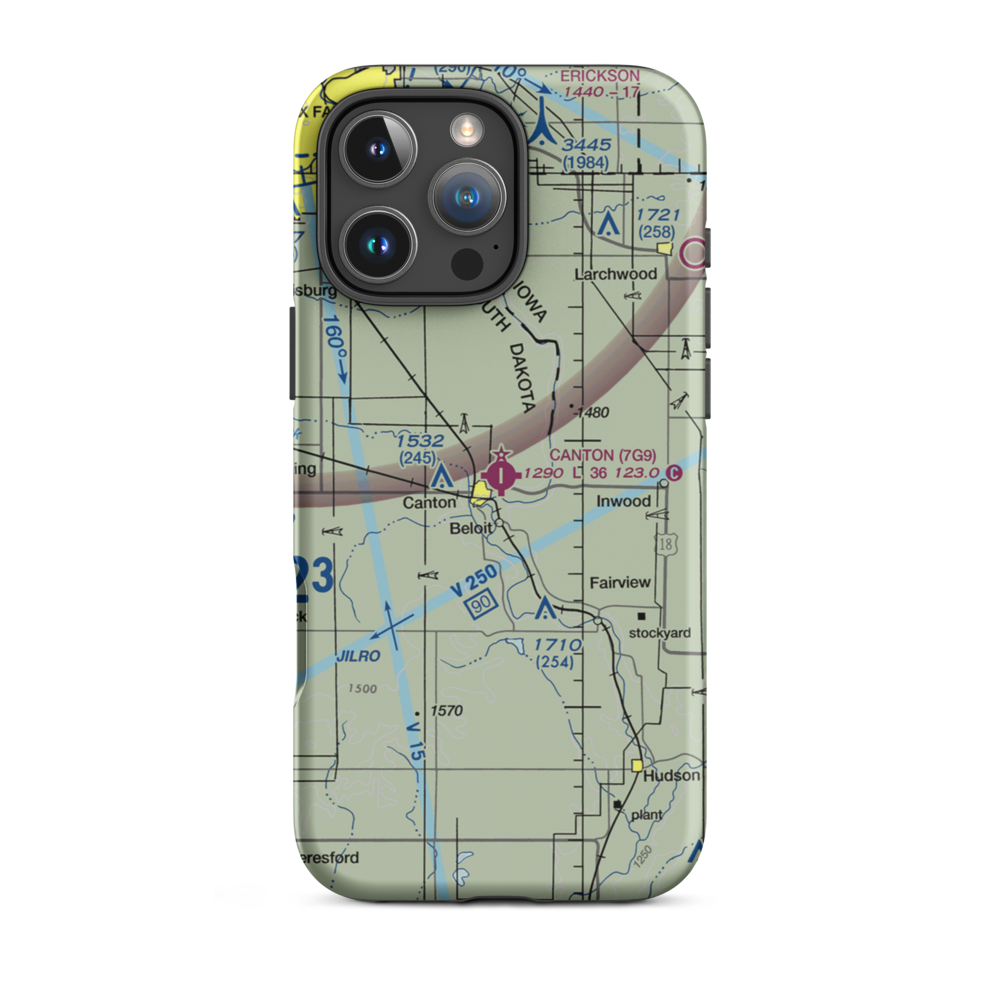 Canton Municipal Airport (7G9) VFR Sectional  Tough iPhone Case iPhone 16 Pro Max model shown