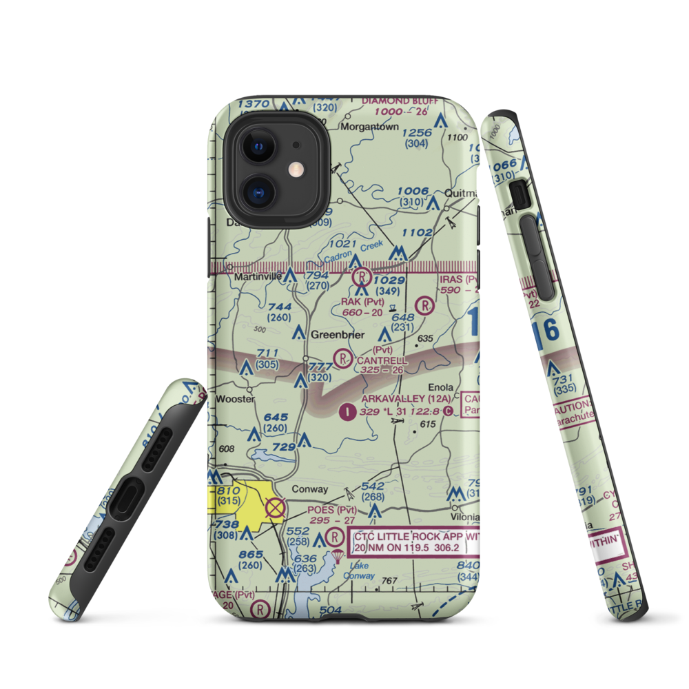 Cantrell Farms Airport (AR06) VFR Sectional  Tough iPhone Case iPhone 11 model shown