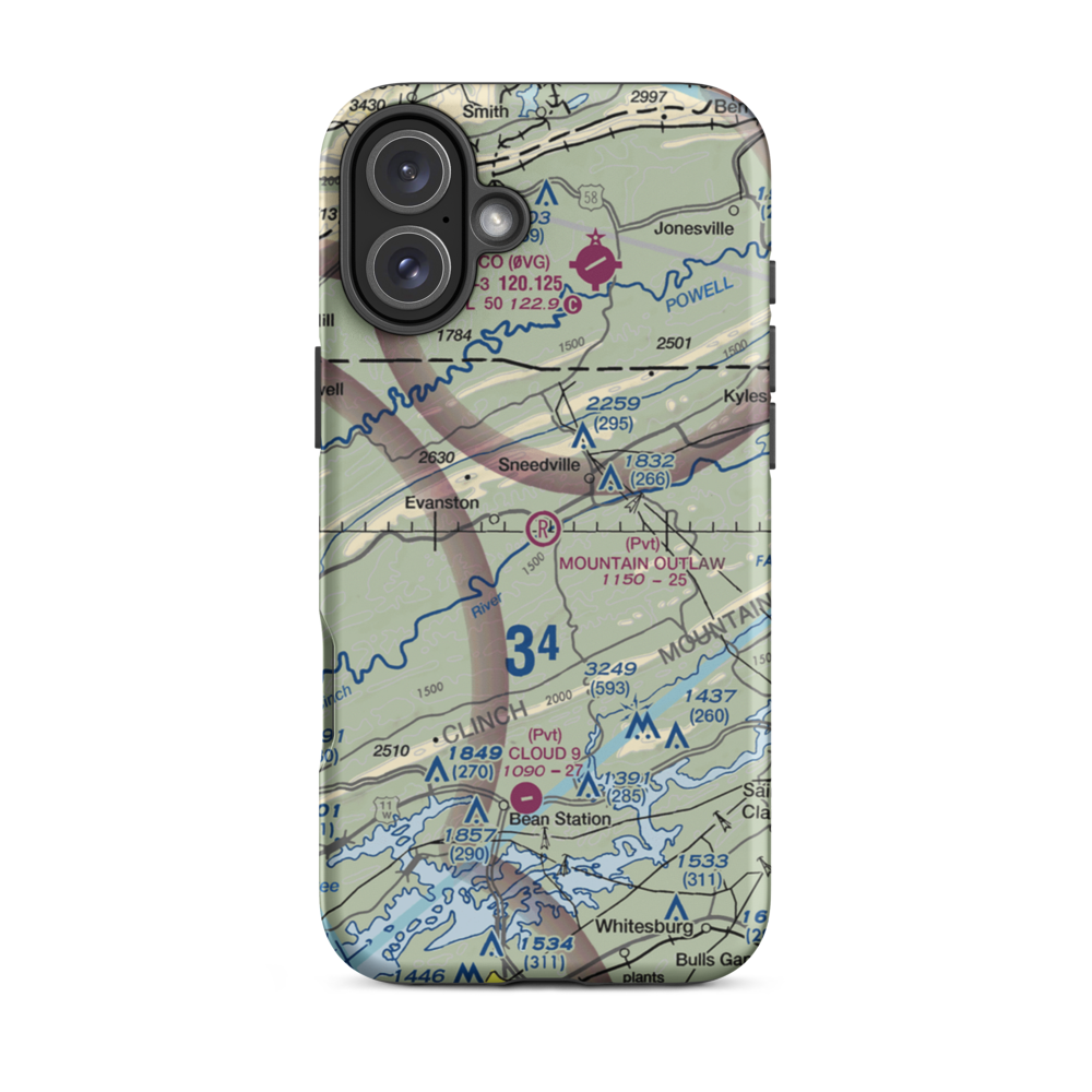 Cantwell Airport (TN11) VFR Sectional  Tough iPhone Case iPhone 16 Plus model shown