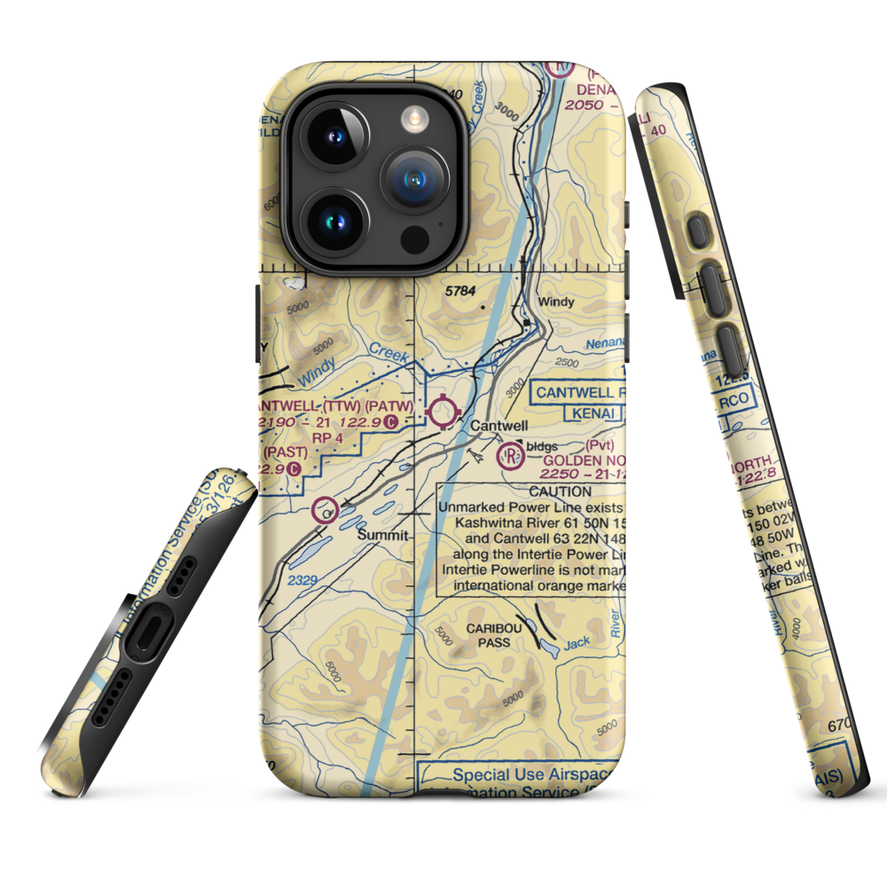 Cantwell Airport (TTW) VFR Sectional  Tough iPhone Case iPhone 15 Pro Max model shown