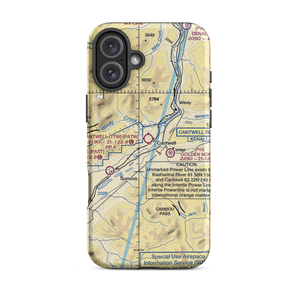 Cantwell Airport (TTW) VFR Sectional  Tough iPhone Case iPhone 16 Plus model shown