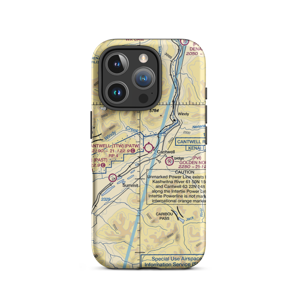 Cantwell Airport (TTW) VFR Sectional  Tough iPhone Case iPhone 16 Pro model shown