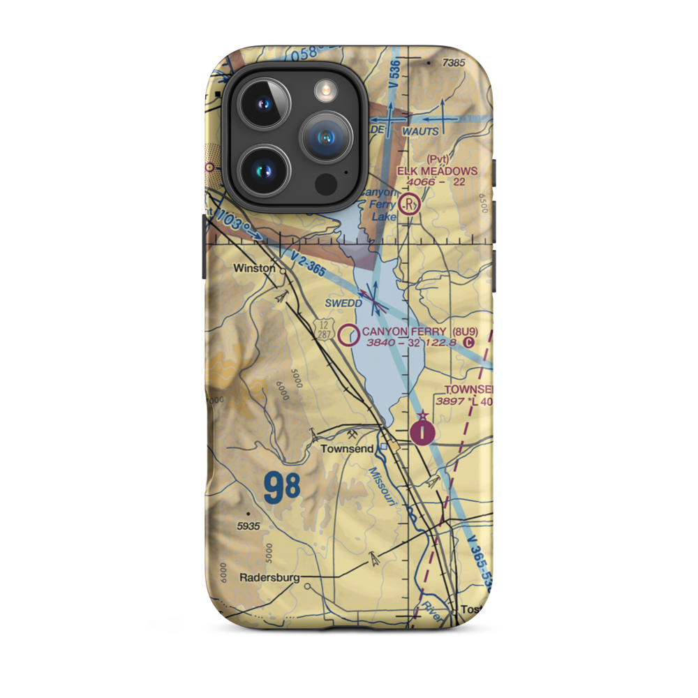 Canyon Ferry Airport (8U9) VFR Sectional  Tough iPhone Case iPhone 16 Pro Max model shown