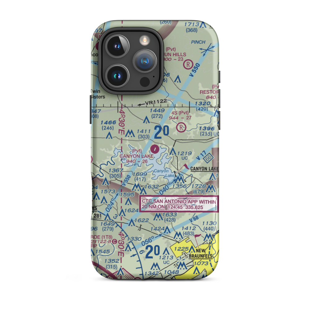 Canyon Lake Airport (34TS) VFR Sectional  Tough iPhone Case iPhone 16 Pro Max model shown