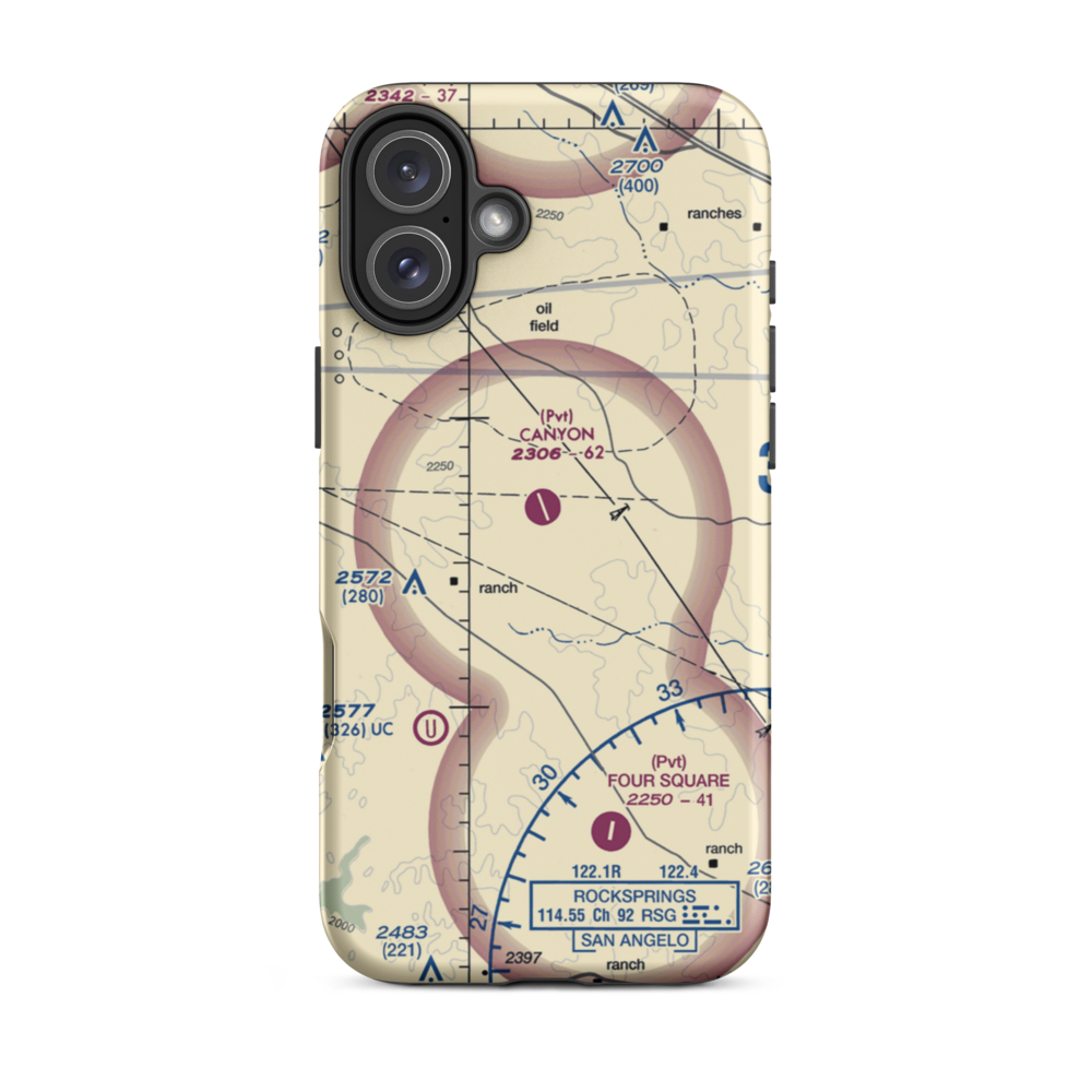 Canyon Ranch Airport (TE37) VFR Sectional  Tough iPhone Case iPhone 16 Plus model shown