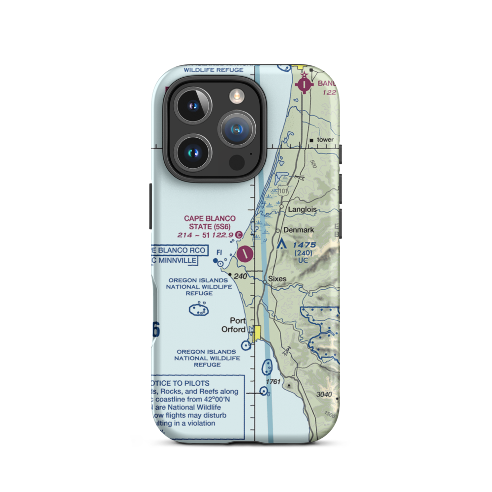 Cape Blanco State Airport (5S6) VFR Sectional  Tough iPhone Case iPhone 16 Pro model shown