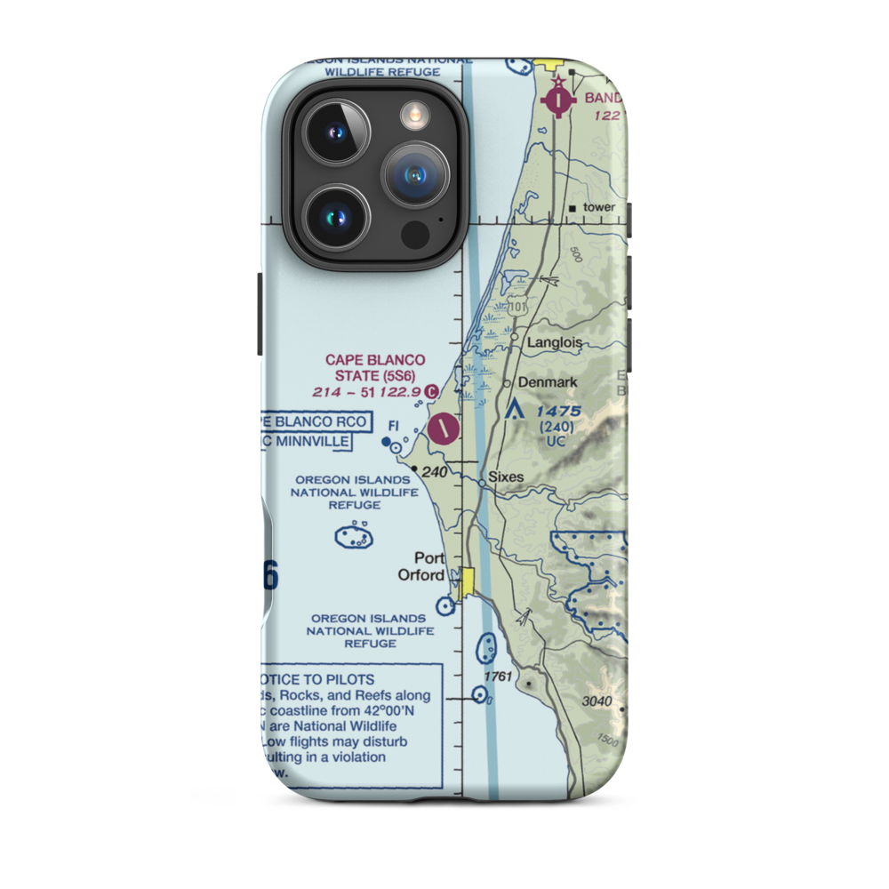 Cape Blanco State Airport (5S6) VFR Sectional  Tough iPhone Case iPhone 16 Pro Max model shown