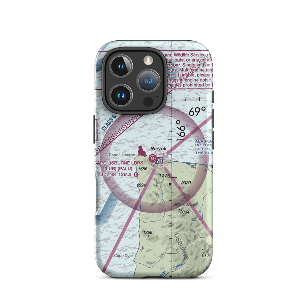 Cape Lisburne LRRS Airport (LUR) VFR Sectional  Tough iPhone Case iPhone 16 Pro model shown