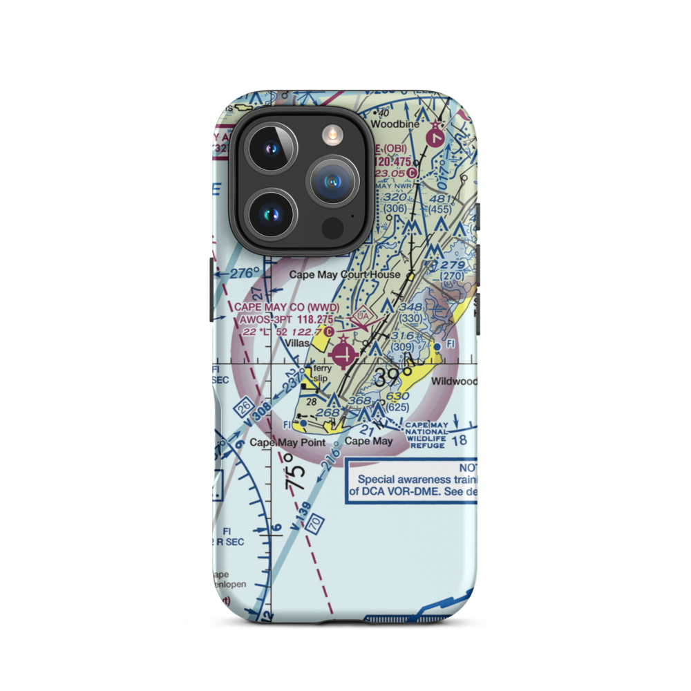 Cape May County Airport (WWD) VFR Sectional  Tough iPhone Case iPhone 16 Pro model shown