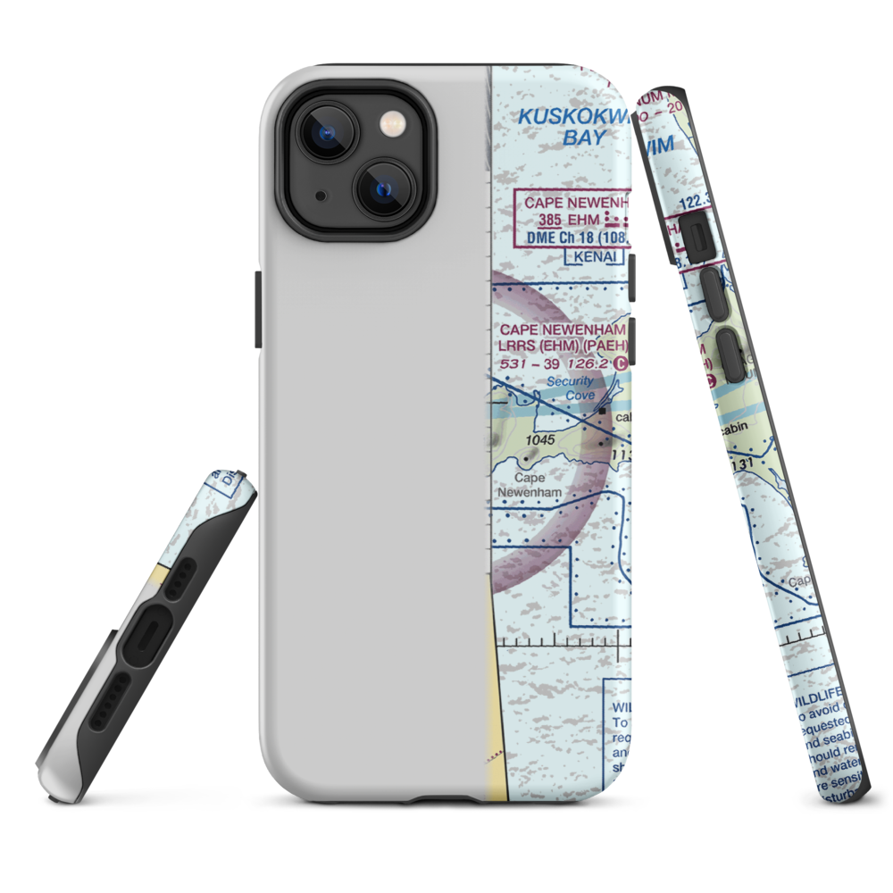 Cape Newenham LRRS Airport (EHM) VFR Sectional  Tough iPhone Case iPhone 14 Plus model shown