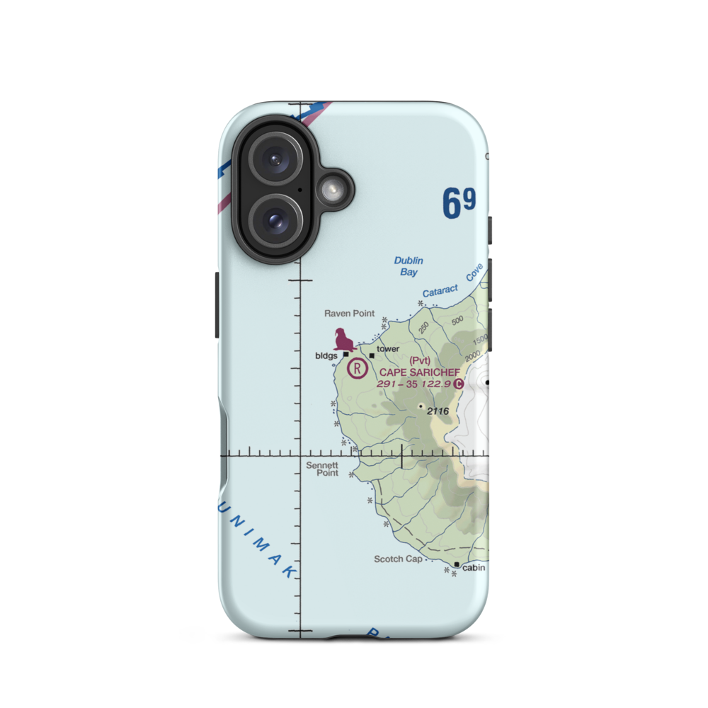 Cape Sarichef Airport (26AK) VFR Sectional  Tough iPhone Case iPhone 16 model shown