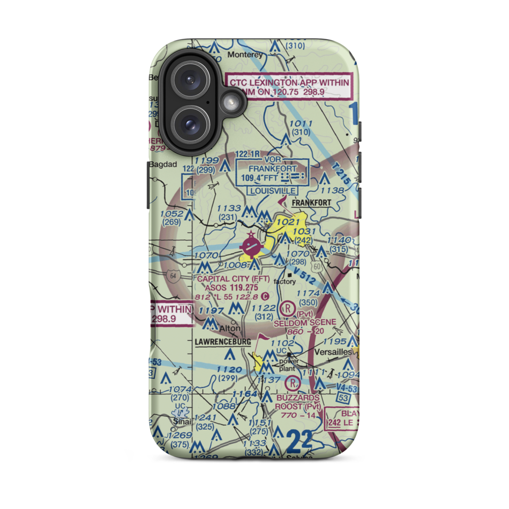 Capital City Airport (FFT) VFR Sectional  Tough iPhone Case iPhone 16 Plus model shown