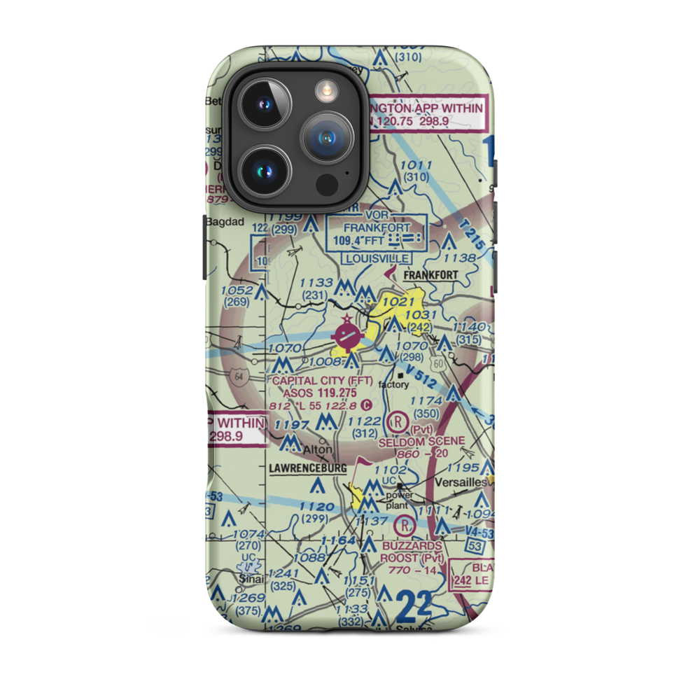 Capital City Airport (FFT) VFR Sectional  Tough iPhone Case iPhone 16 Pro Max model shown
