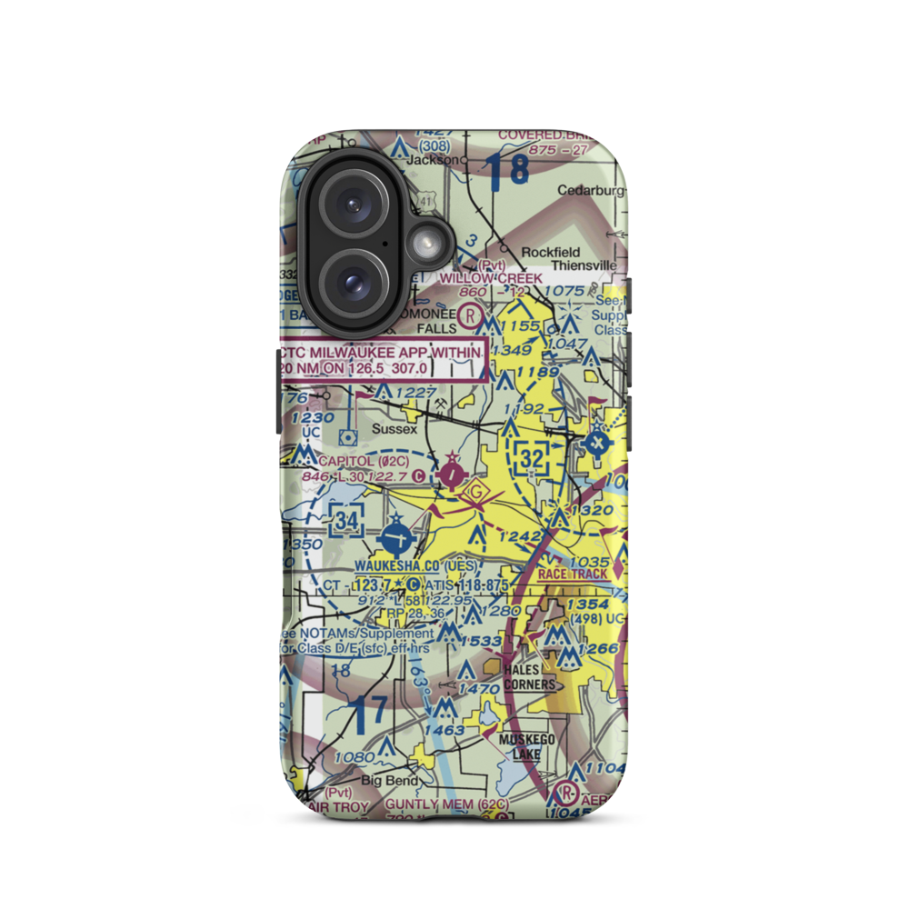 Capitol Airport (02C) VFR Sectional  Tough iPhone Case iPhone 16 model shown