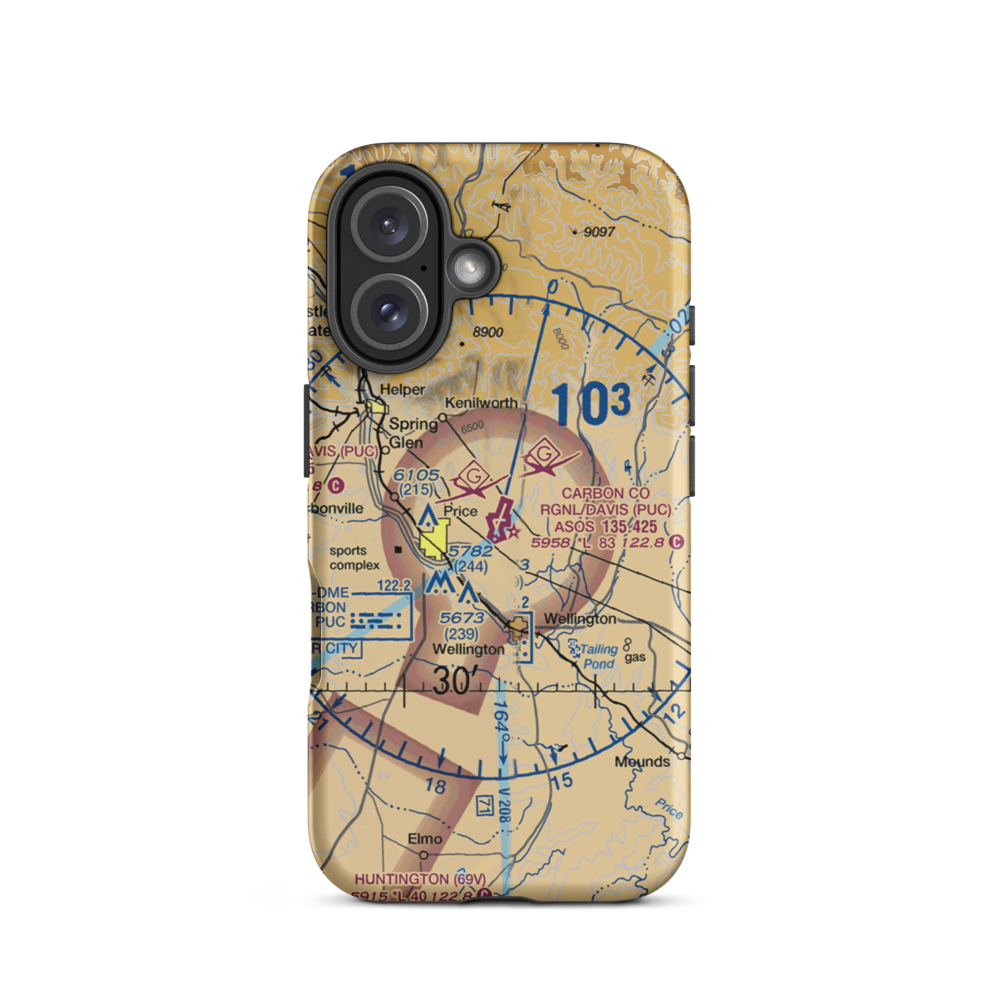 Carbon County Regional/Buck Davis Field (PUC) VFR Sectional  Tough iPhone Case iPhone 16 model shown