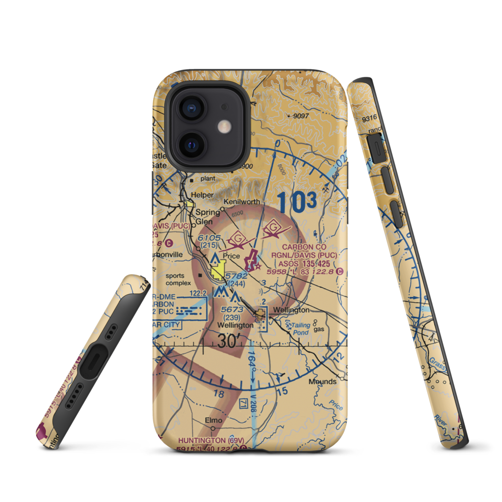 Carbon County Regional/Buck Davis Field (PUC) VFR Sectional  Tough iPhone Case iPhone 12 model shown