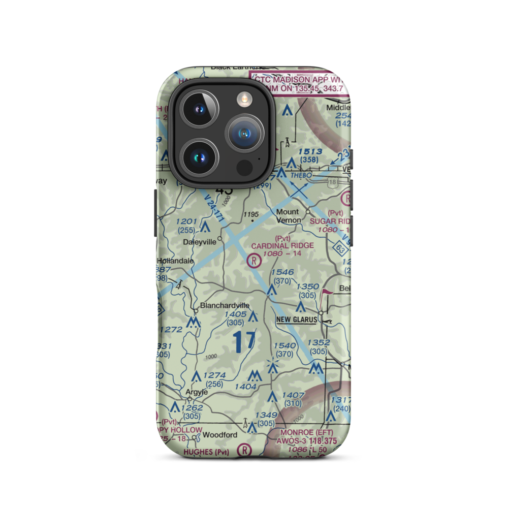 Cardinal Ridge Airport (WI24) VFR Sectional  Tough iPhone Case iPhone 16 Pro model shown