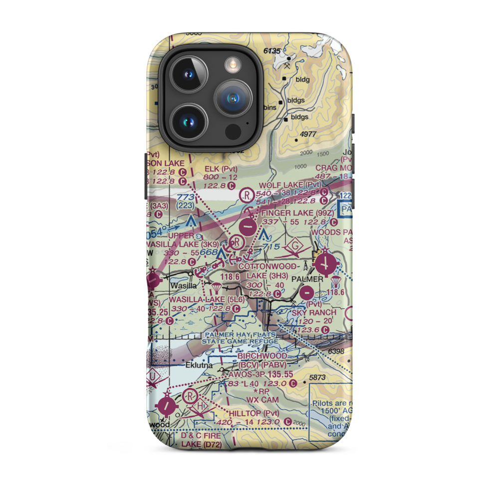 Cardwell Strip (34AK) VFR Sectional  Tough iPhone Case iPhone 16 Pro Max model shown