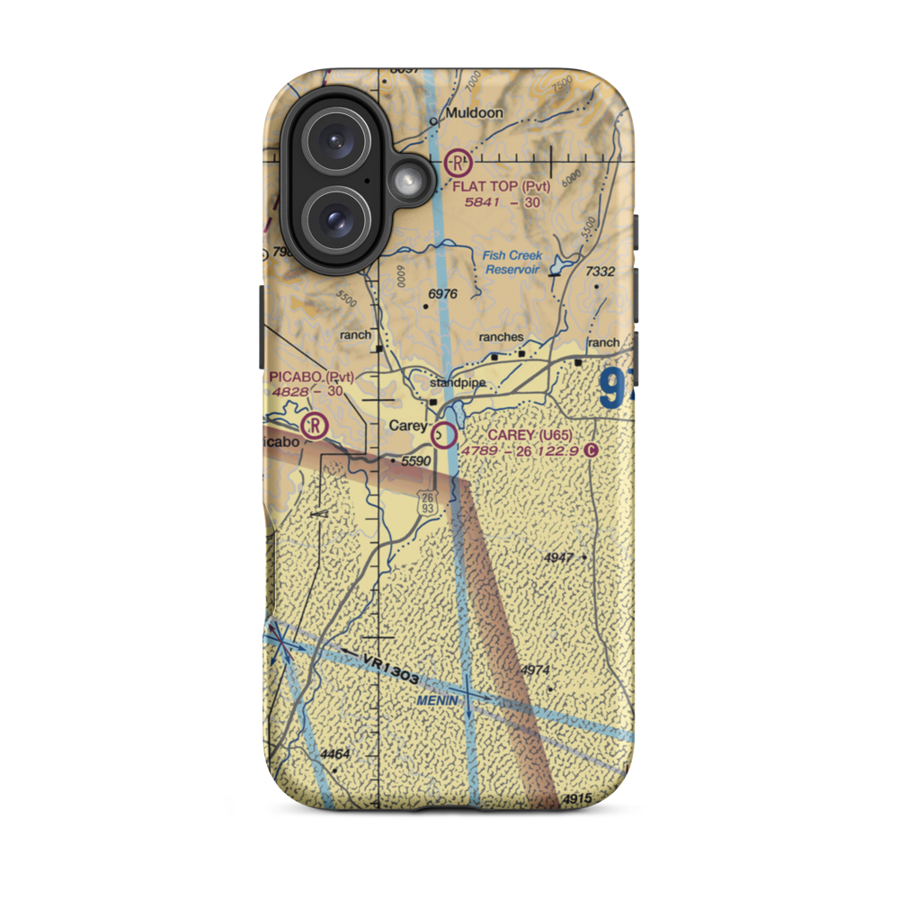 Carey Airport (U65) VFR Sectional  Tough iPhone Case iPhone 16 Plus model shown