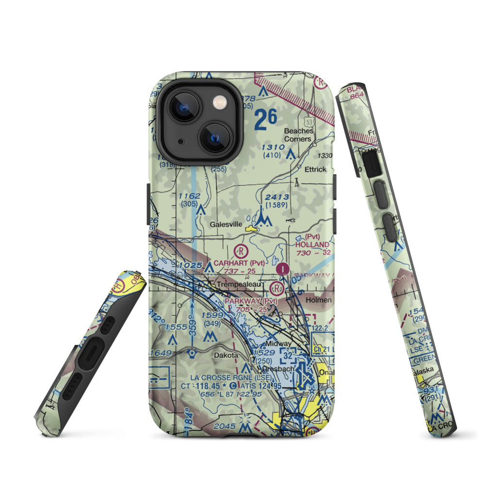 Carhart Farms Airport (4WI8) VFR Sectional  Tough iPhone Case iPhone 14 model shown
