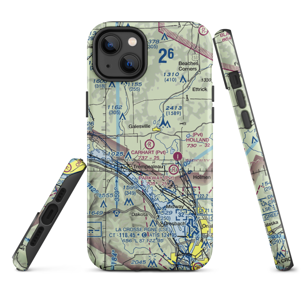 Carhart Farms Airport (4WI8) VFR Sectional  Tough iPhone Case iPhone 14 Plus model shown