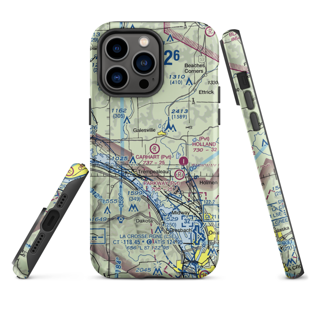 Carhart Farms Airport (4WI8) VFR Sectional  Tough iPhone Case iPhone 14 Pro Max model shown