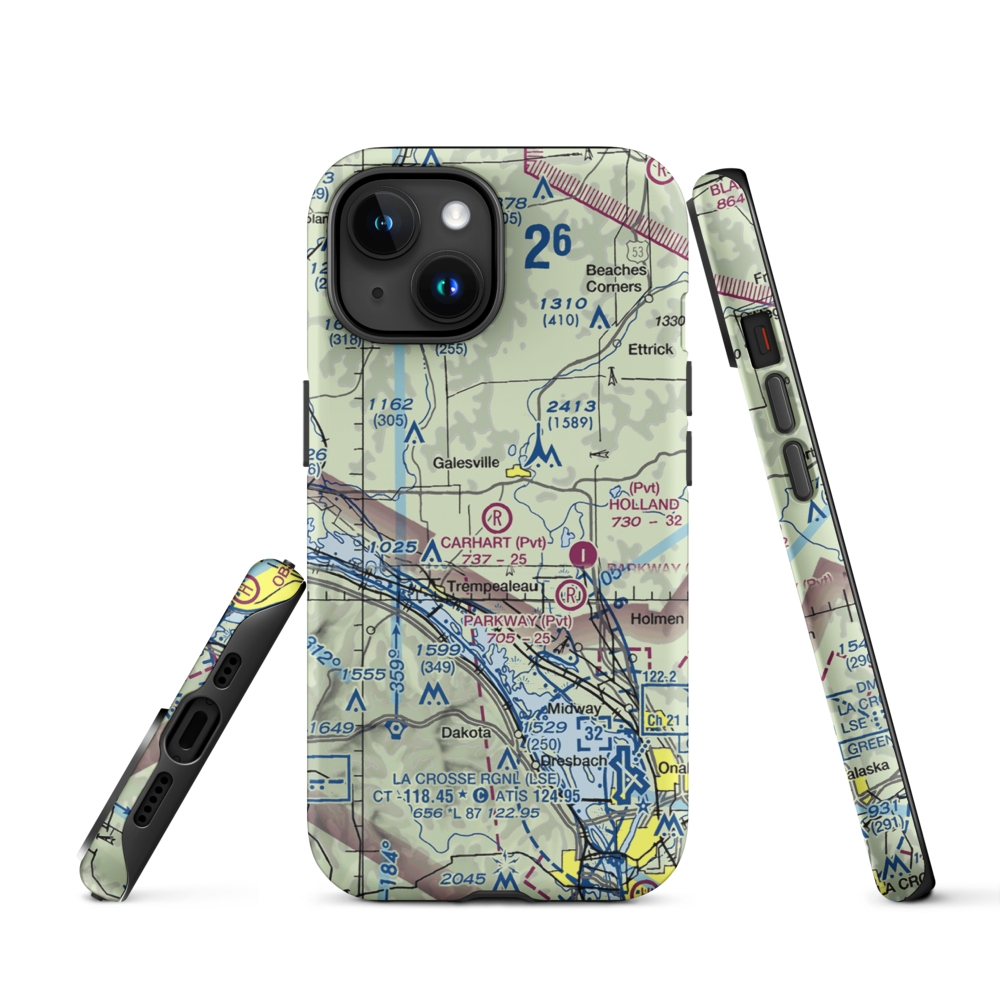 Carhart Farms Airport (4WI8) VFR Sectional  Tough iPhone Case iPhone 15 model shown