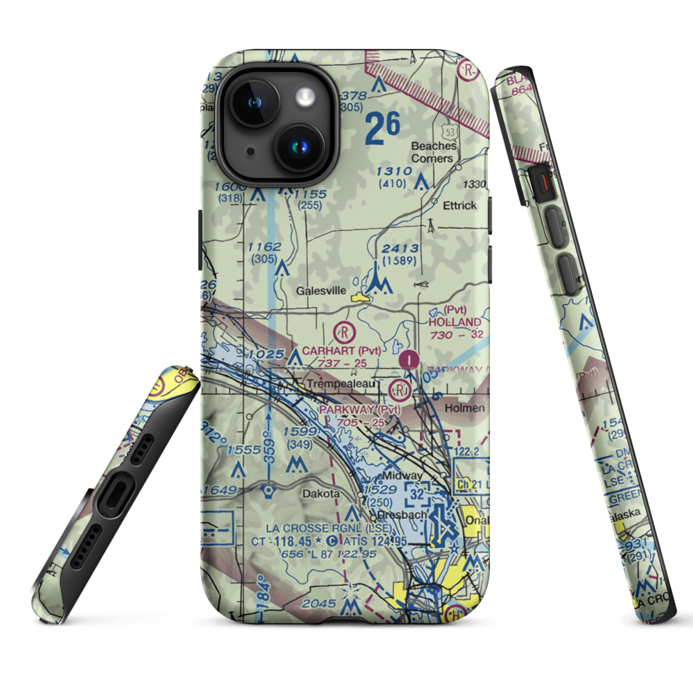 Carhart Farms Airport (4WI8) VFR Sectional  Tough iPhone Case iPhone 15 Plus model shown