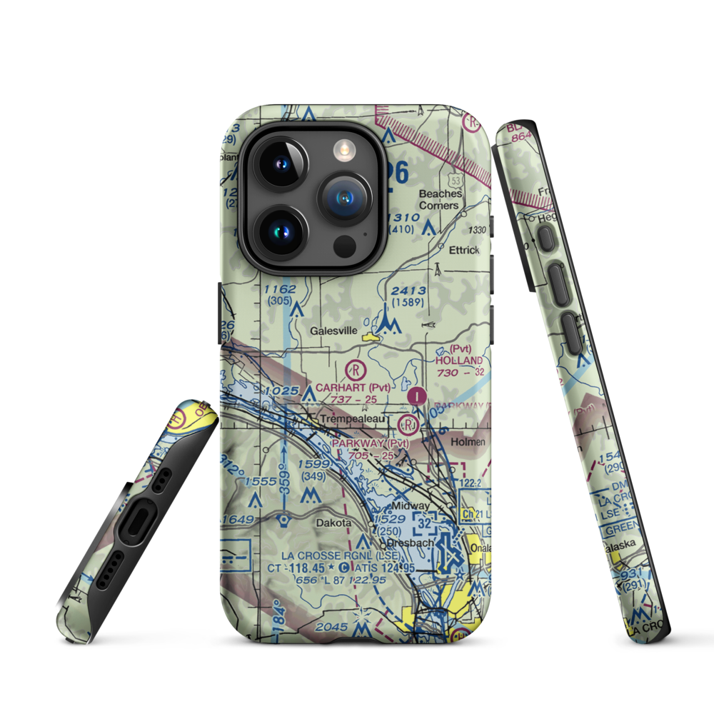 Carhart Farms Airport (4WI8) VFR Sectional  Tough iPhone Case iPhone 15 Pro model shown