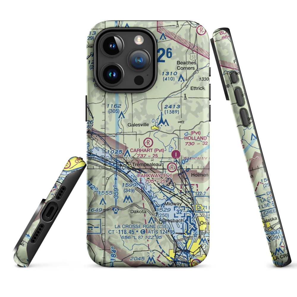 Carhart Farms Airport (4WI8) VFR Sectional  Tough iPhone Case iPhone 15 Pro Max model shown