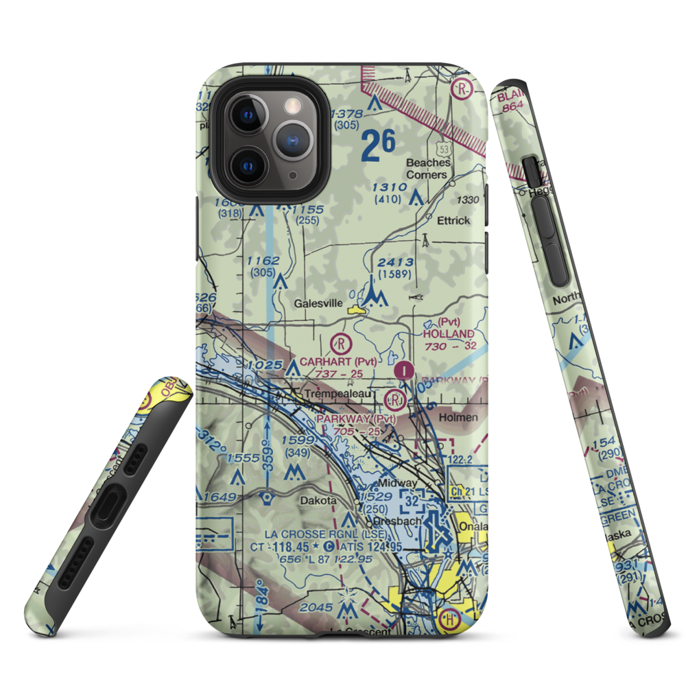 Carhart Farms Airport (4WI8) VFR Sectional  Tough iPhone Case iPhone 11 Pro Max model shown