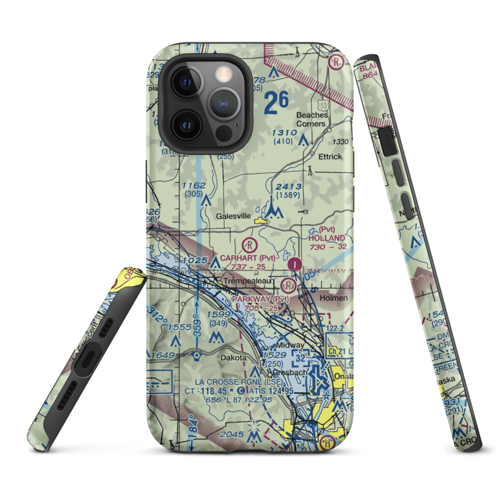 Carhart Farms Airport (4WI8) VFR Sectional  Tough iPhone Case iPhone 12 Pro Max model shown