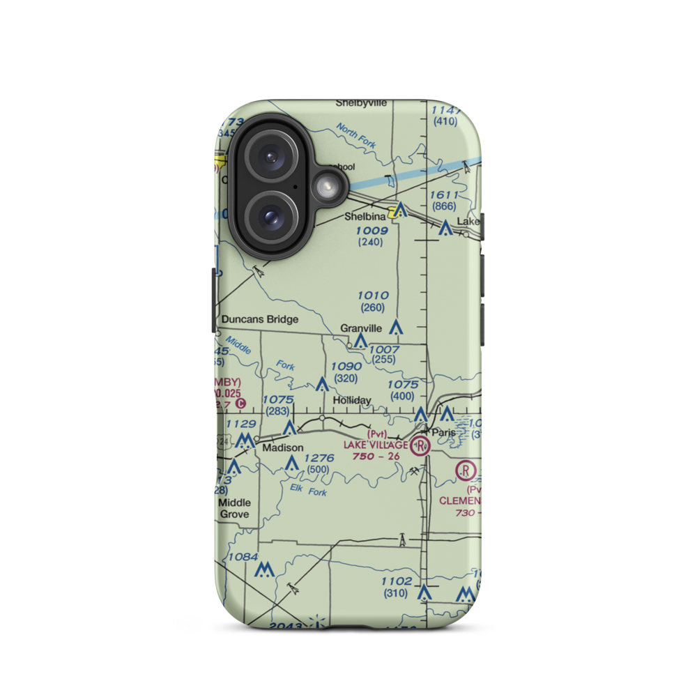 Carl Ensor Airport (61MO) VFR Sectional  Tough iPhone Case iPhone 16 model shown