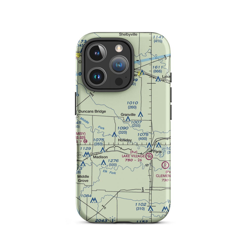 Carl Ensor Airport (61MO) VFR Sectional  Tough iPhone Case iPhone 16 Pro model shown