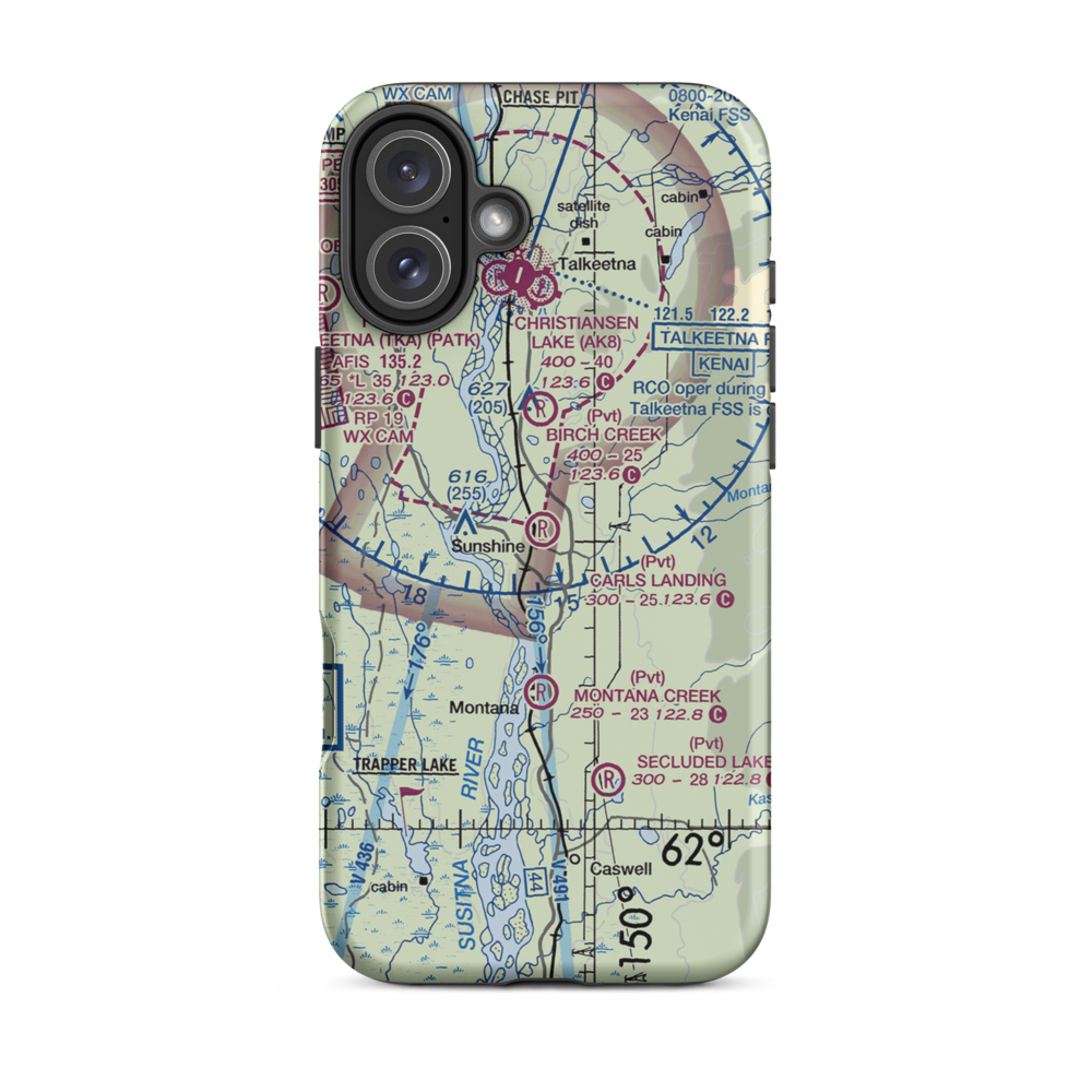 Carl's Landing Airport (AK19) VFR Sectional  Tough iPhone Case iPhone 16 Plus model shown