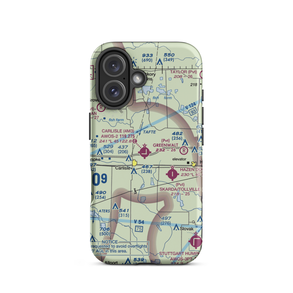 Carlisle Municipal Airport (4M3) VFR Sectional  Tough iPhone Case iPhone 16 model shown