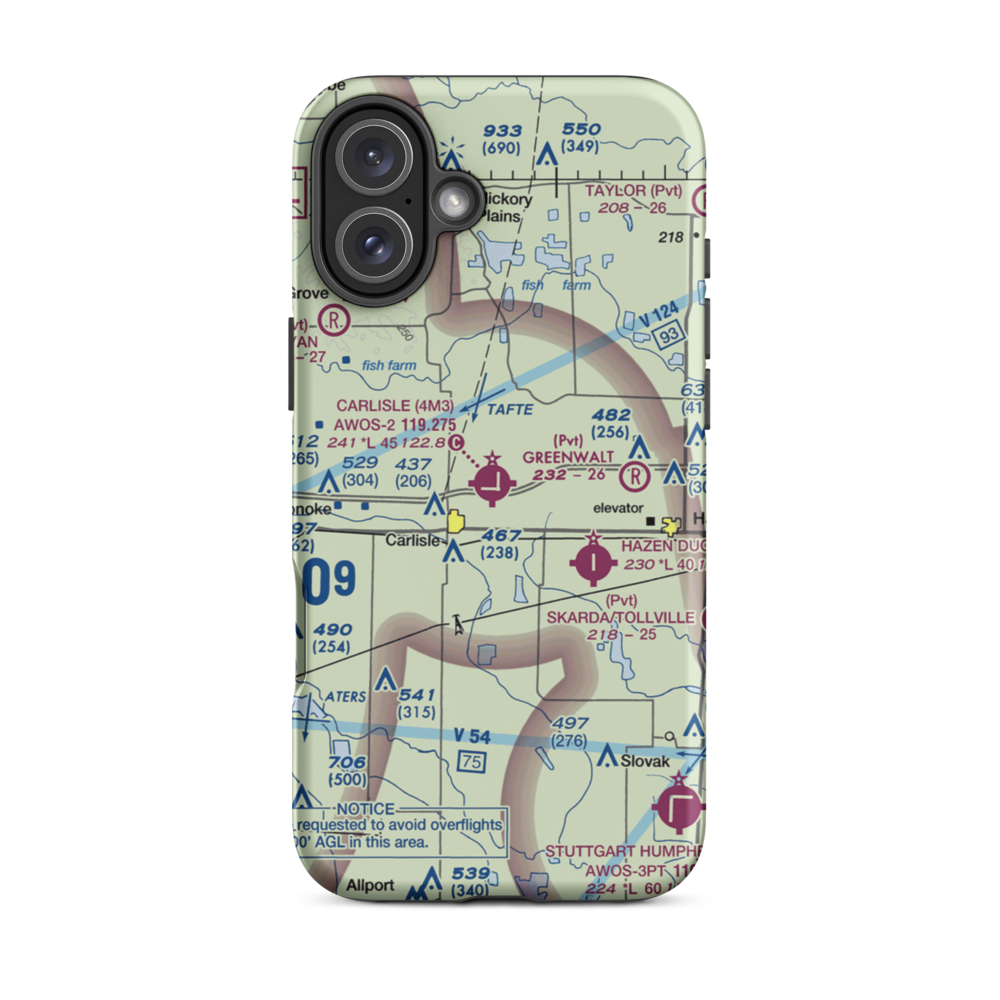 Carlisle Municipal Airport (4M3) VFR Sectional  Tough iPhone Case iPhone 16 Plus model shown