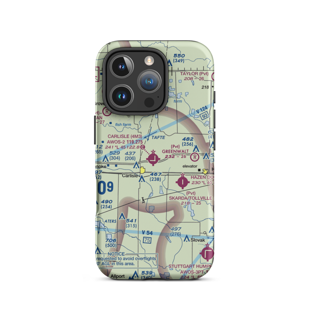 Carlisle Municipal Airport (4M3) VFR Sectional  Tough iPhone Case iPhone 16 Pro model shown