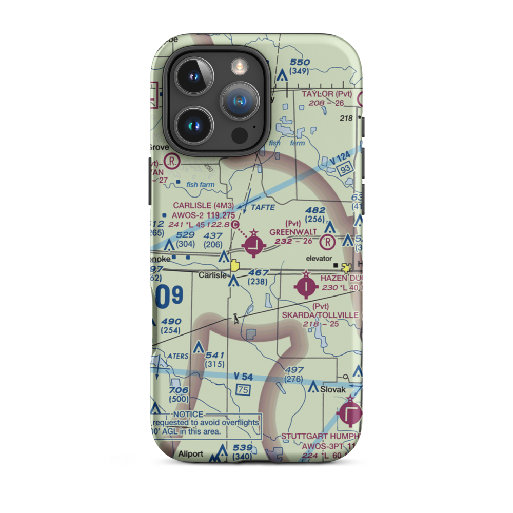 Carlisle Municipal Airport (4M3) VFR Sectional  Tough iPhone Case iPhone 16 Pro Max model shown