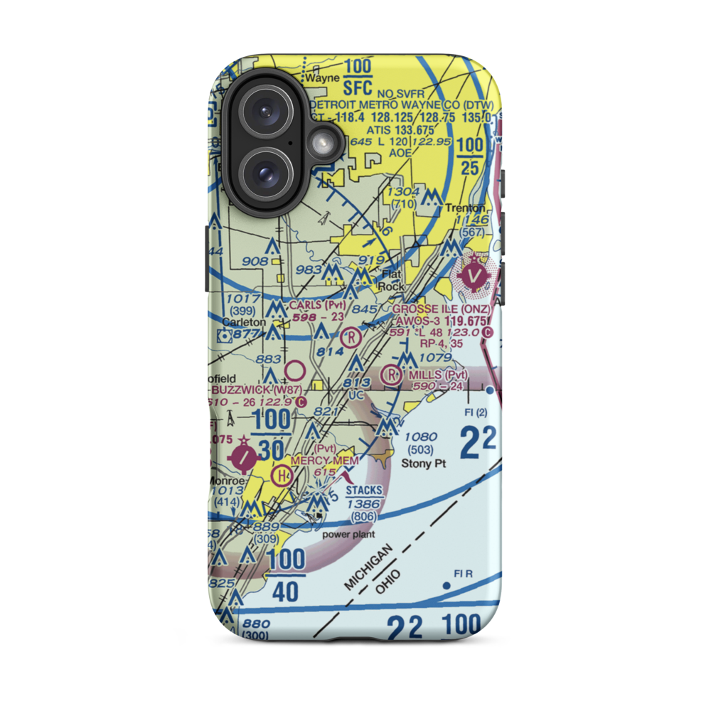 Carls Airport (78MI) VFR Sectional  Tough iPhone Case iPhone 16 Plus model shown