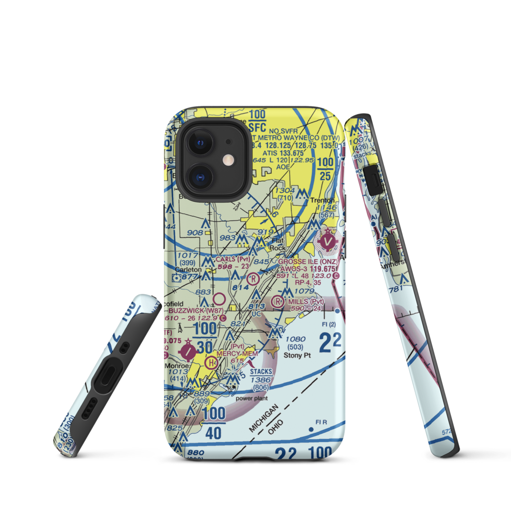 Carls Airport (78MI) VFR Sectional  Tough iPhone Case iPhone 12 mini model shown