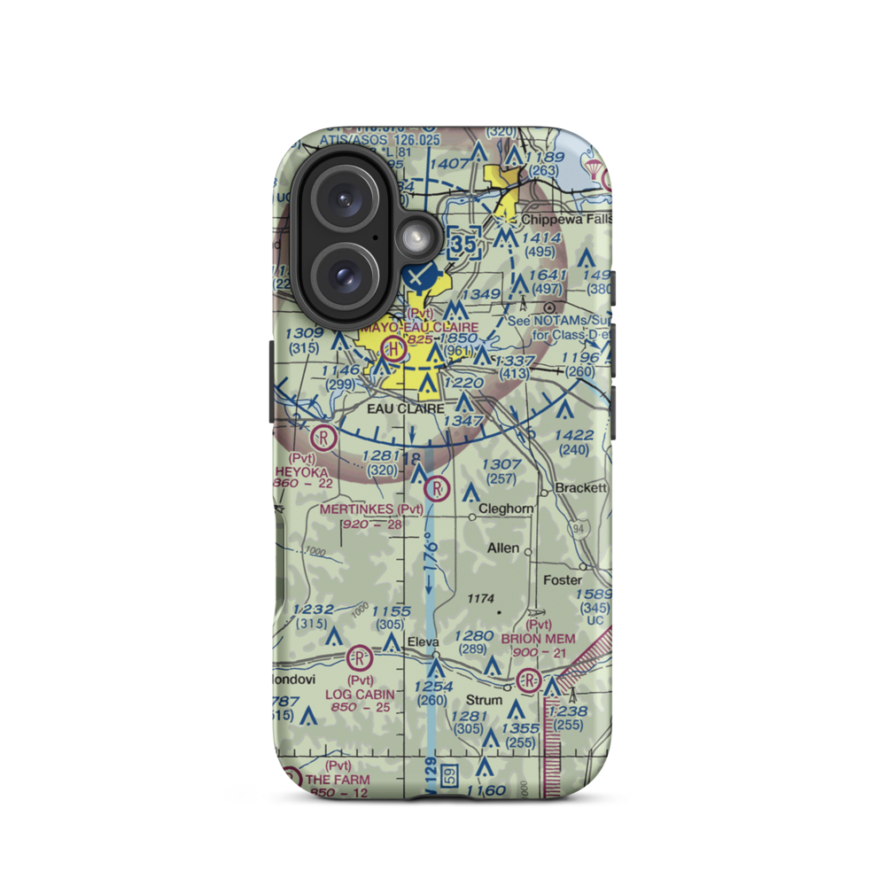 Carlson Airport (4WI5) VFR Sectional  Tough iPhone Case iPhone 16 model shown