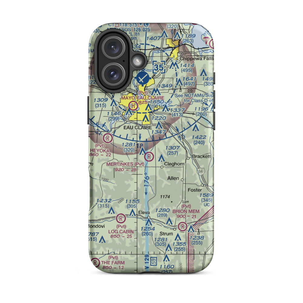 Carlson Airport (4WI5) VFR Sectional  Tough iPhone Case iPhone 16 Plus model shown