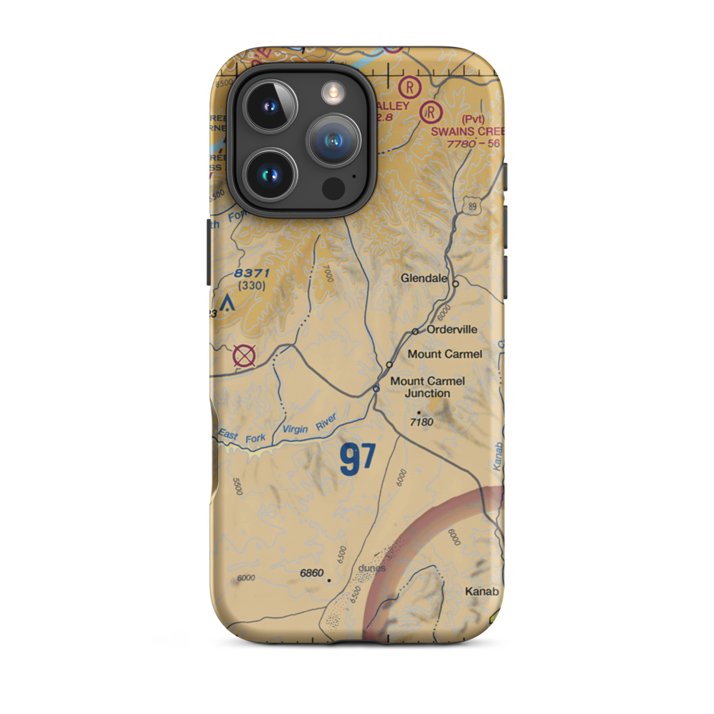 Carmel Mountain Ranch Airport (UT37) VFR Sectional  Tough iPhone Case iPhone 16 Pro Max model shown